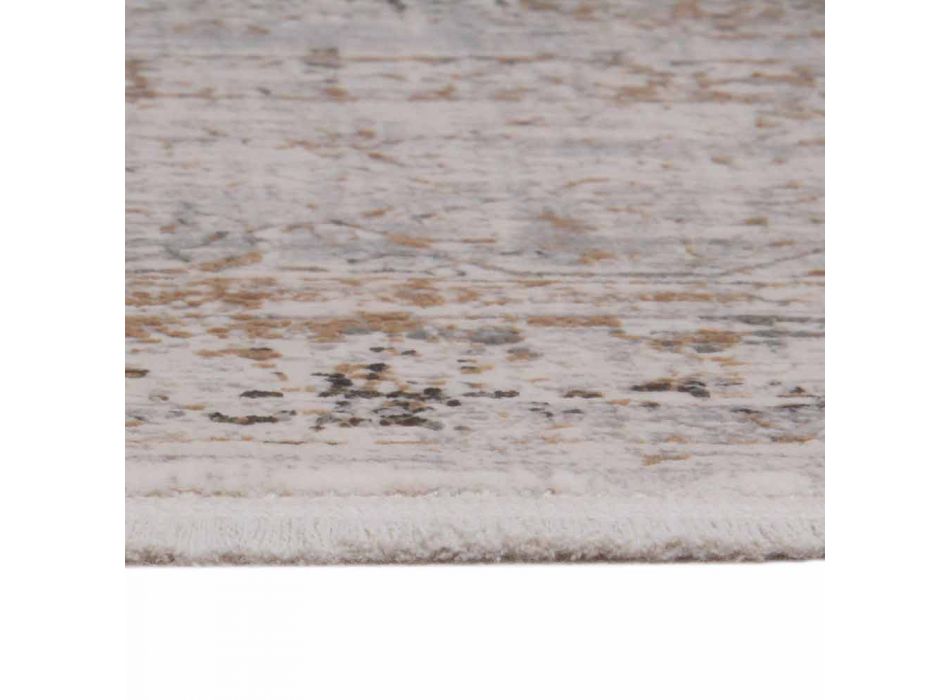 Tapis antidérapant en acrylique et viscose avec motif gris beige - Président Viadurini