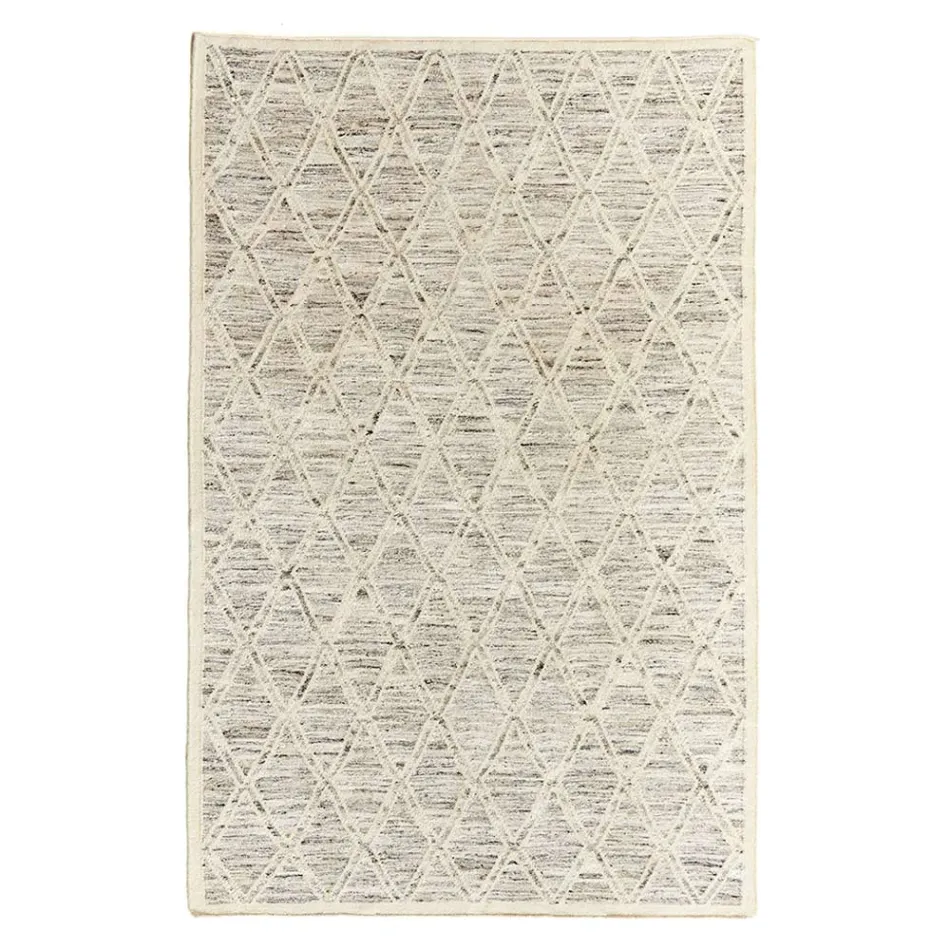 Tapis moderne en laine et coton ivoire avec fantaisie pour salon - Peppo Viadurini