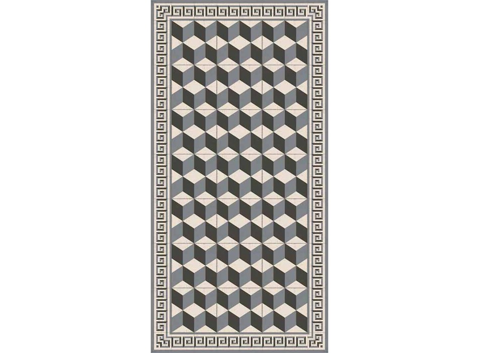 Tapis de salon moderne en pvc et polyester avec motif géométrique - Romio Viadurini