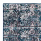 Tapis Rectangulaire en Coton Kilim Bleu avec Patchwork Coloré - Fibre Viadurini