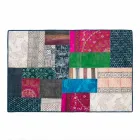 Tapis Rectangulaire en Coton Kilim Bleu avec Patchwork Coloré - Fibre Viadurini