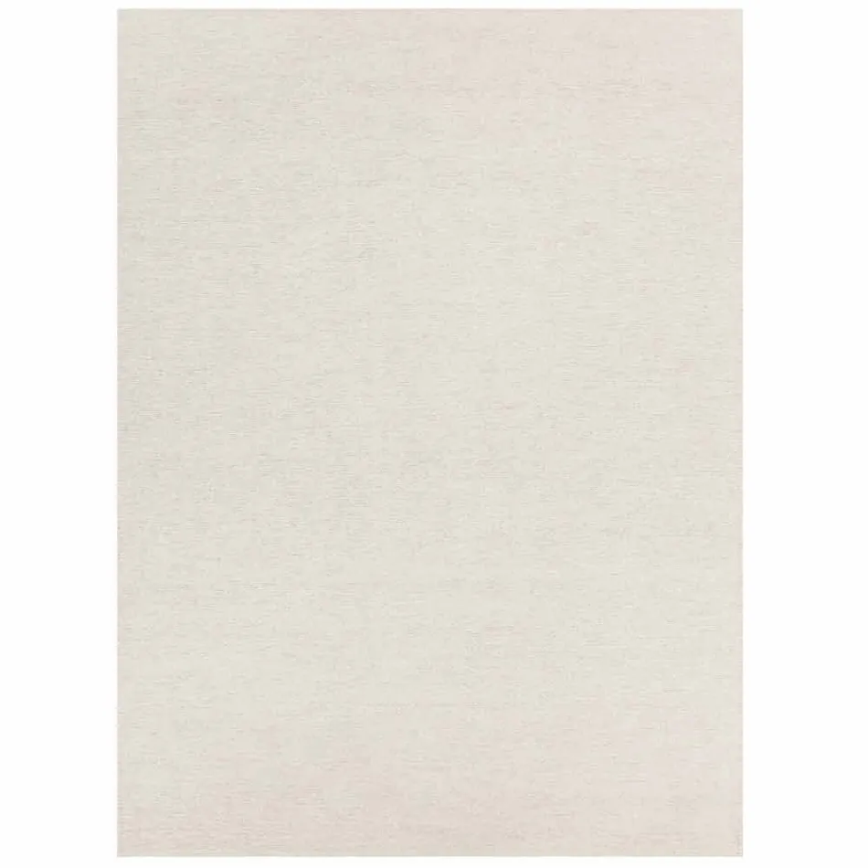 Tapis rectangulaire en laine et coton marron ou crème de design moderne - Kuta Viadurini