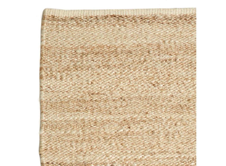 Tapis rectangulaire en laine, jute et coton design moderne pour salon - Remino Viadurini