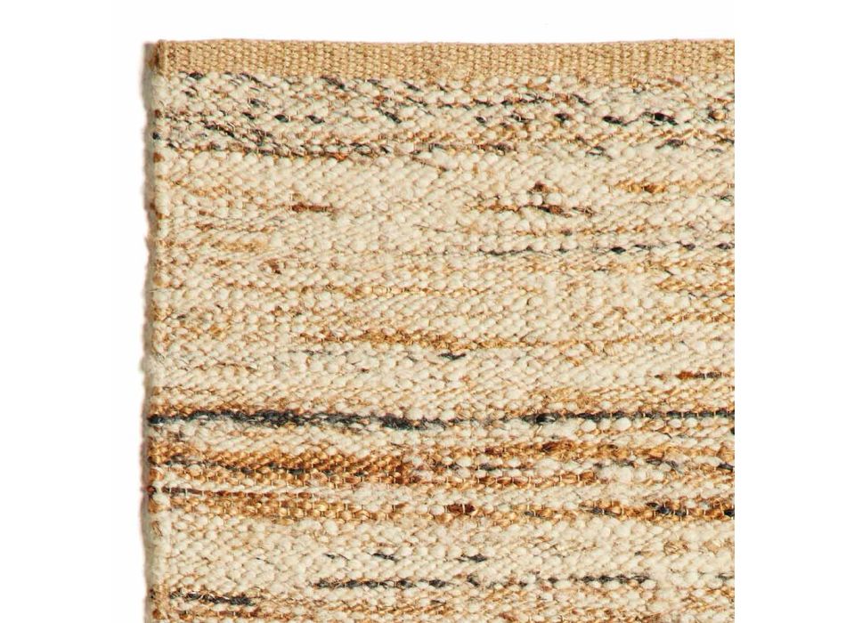 Tapis rectangulaire en laine, jute et coton design moderne pour salon - Remino Viadurini