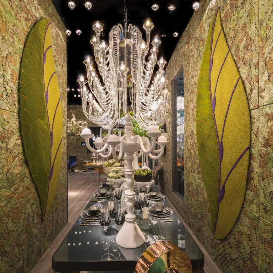 Tapis de salon en forme de feuille en laine tufté à la main fabriqué en Italie - Acino Viadurini