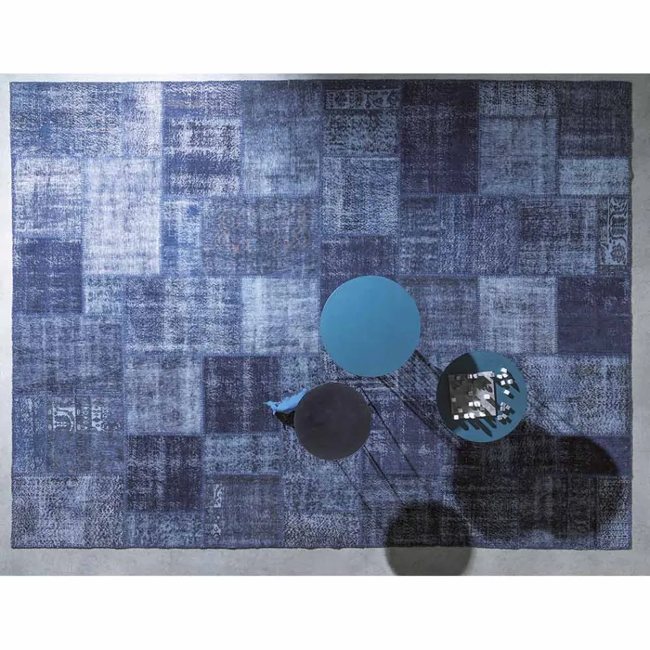 Tapis de salon artisanal patchwork noué à la main en Turquie - Raimund Viadurini