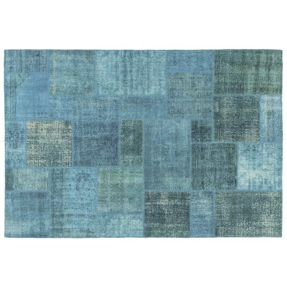 Tapis de salon artisanal patchwork noué à la main en Turquie - Raimund Viadurini