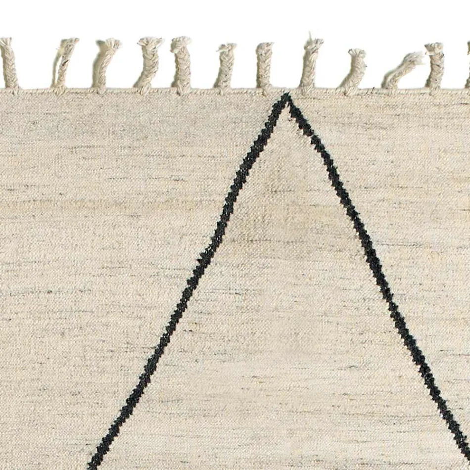 Tapis de salon en laine et coton au design géométrique moderne - Metria Viadurini