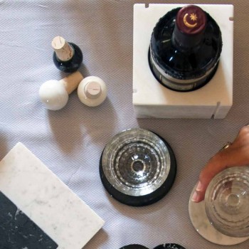 Bouchon à Vin en Marbre Coloré et Liège, Design Italien 6 Pièces - Pact