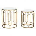 Tables Basses en Fer Doré et Résine Effet Marbre 2 Pièces - Pietro