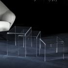 Tables Basses de Salon en Cristal Acrylique Minimal Transparent 3 Pièces - Cecco Viadurini