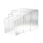 Tables Basses de Salon en Cristal Acrylique Minimal Transparent 3 Pièces - Cecco Viadurini
