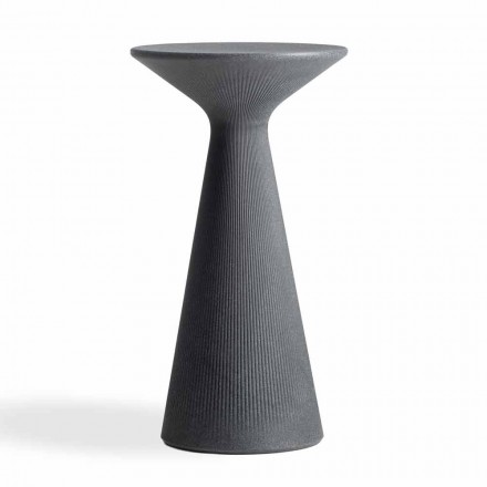 Table basse d'extérieur haute en polyéthylène avec plateau rond Made in Italy - Desmond Viadurini