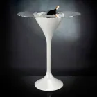 Table basse haute en verre et polyéthylène avec porte-bouteille Made in Italy - Cracovie Viadurini