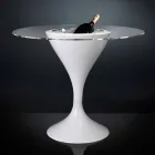 Table basse haute en verre et polyéthylène avec porte-bouteille Made in Italy - Cracovie Viadurini
