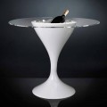 Table basse haute en verre et polyéthylène avec porte-bouteille Made in Italy - Cracovie