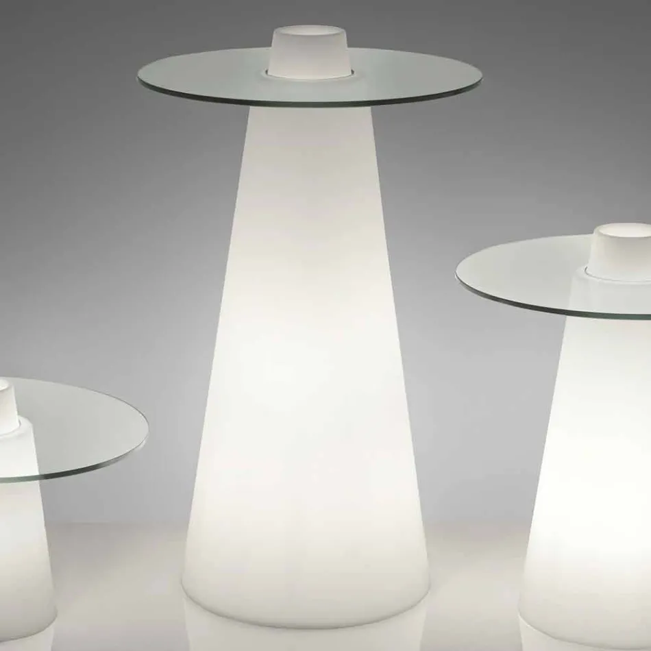 Slide Peak table haute (H120) en polyéthylène et verre fabriqué en Italie Viadurini