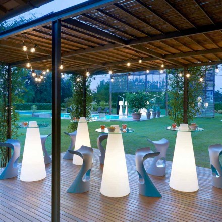 Slide Peak table haute (H120) en polyéthylène et verre fabriqué en Italie Viadurini