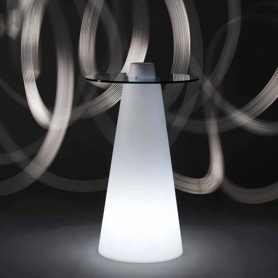 Slide Peak table haute (H120) en polyéthylène et verre fabriqué en Italie Viadurini