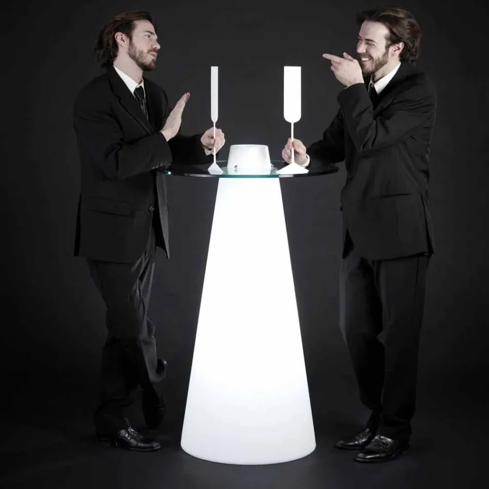 Slide Peak table haute (H120) en polyéthylène et verre fabriqué en Italie Viadurini