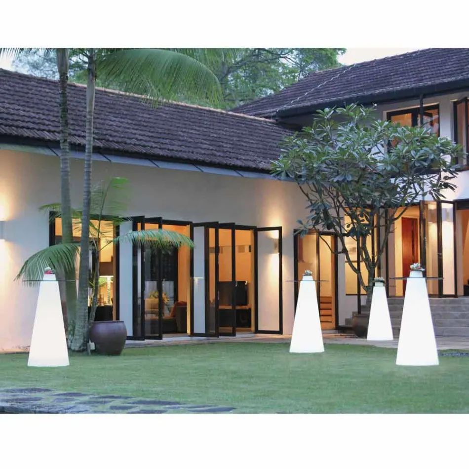 Slide Peak table haute (H120) en polyéthylène et verre fabriqué en Italie Viadurini