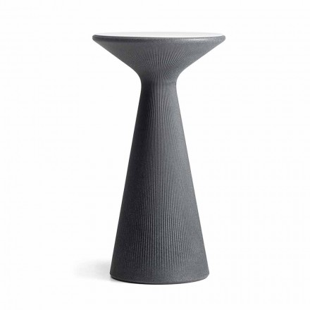 Table basse d'extérieur haute ronde en polyéthylène et HPL Made in Italy - Desmond Viadurini