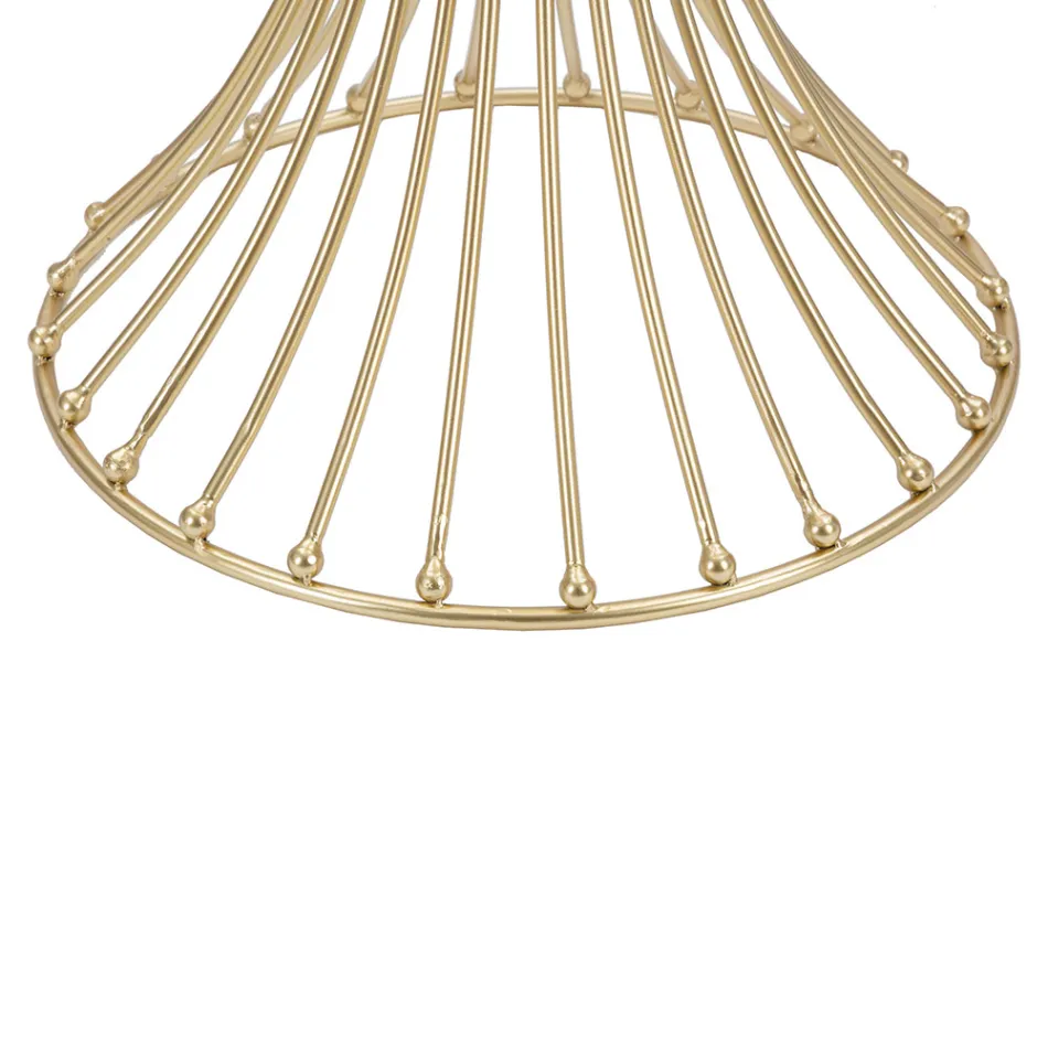 Table Basse Ronde Haute en Fer Doré avec Sphères et Plateau en Verre Fumé - Dexter Viadurini