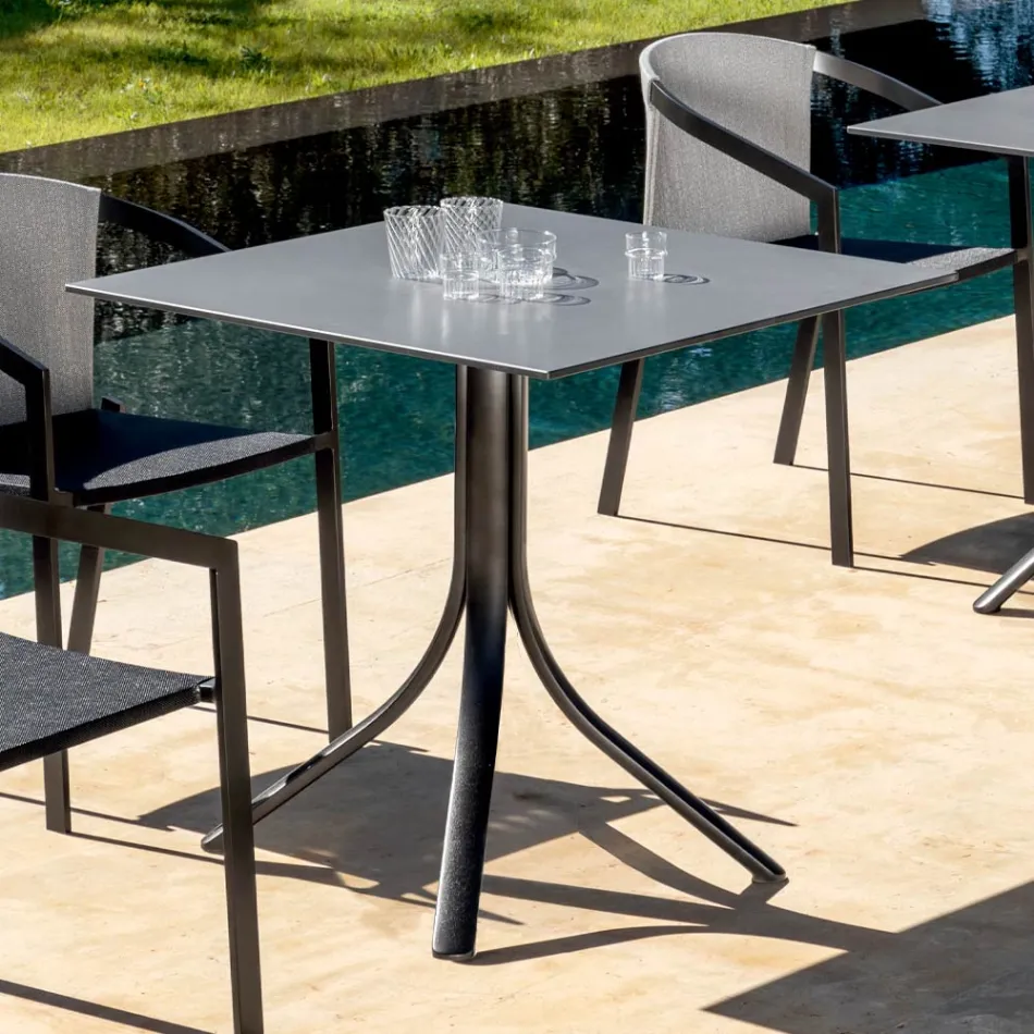 Table de bar d'extérieur avec 3 pieds inclinables en aluminium en 2 finitions - Filomena Viadurini