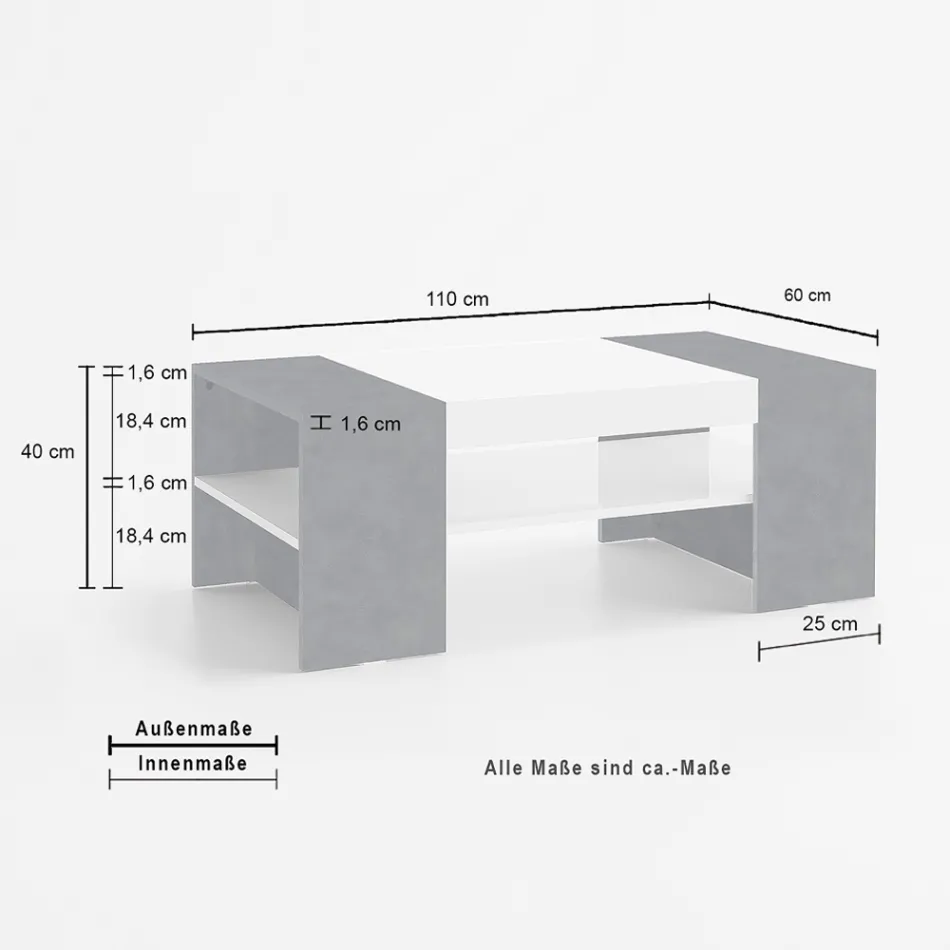 Table basse de salon en bois blanc 3 finitions - Rames Viadurini