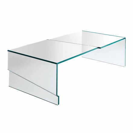 Table Basse de Salon en Verre Transparent Cantilever - Discount Viadurini