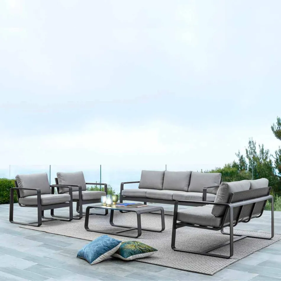 Table basse d'extérieur en aluminium peint blanc ou anthracite - Aniello Viadurini