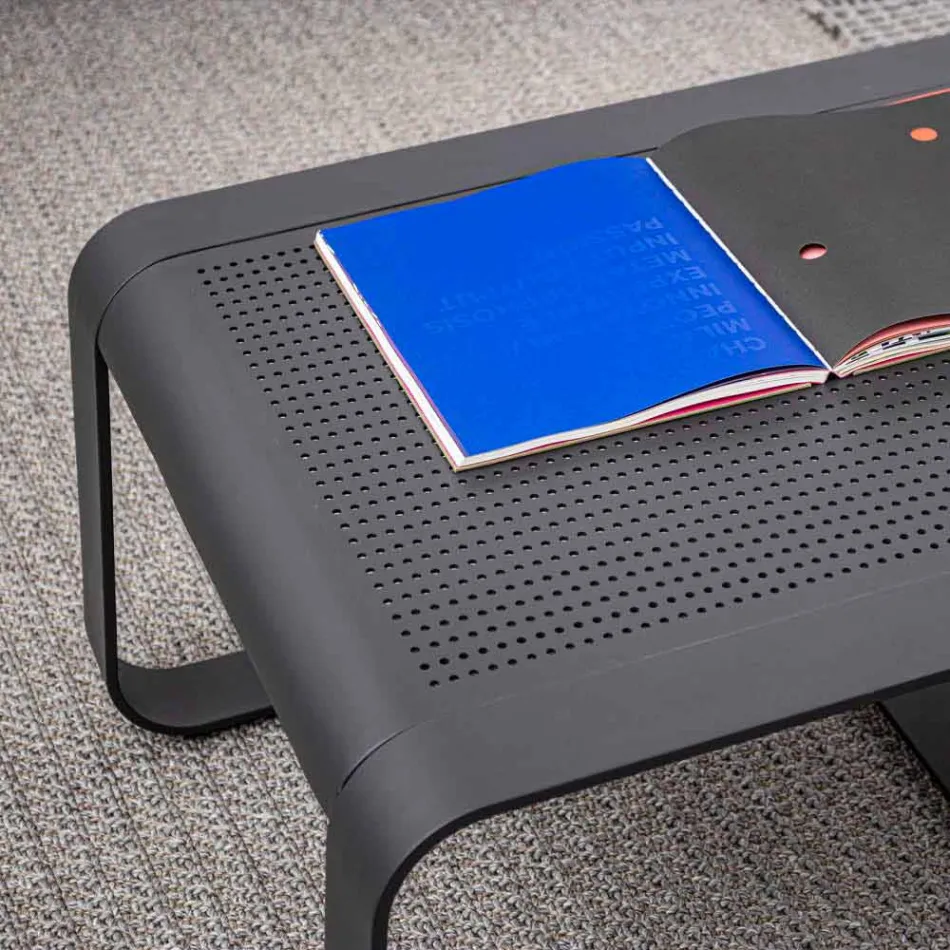 Table basse d'extérieur en aluminium peint blanc ou anthracite - Aniello Viadurini