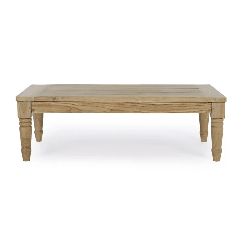 Table basse d'extérieur en bois de teck avec finition rustique, Homemotion - Ronak Viadurini