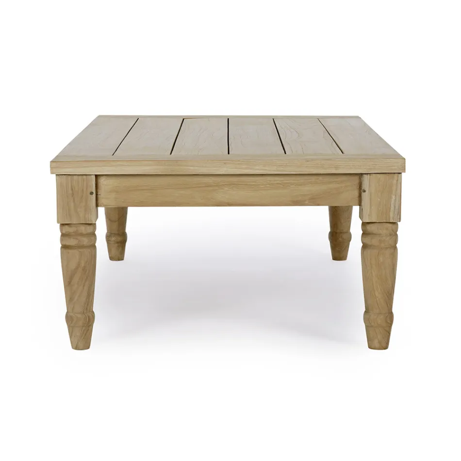 Table basse d'extérieur en bois de teck avec finition rustique, Homemotion - Ronak Viadurini