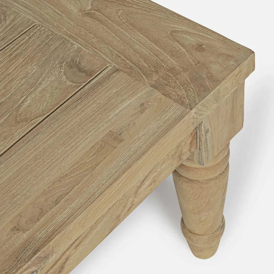 Table basse d'extérieur en bois de teck avec finition rustique, Homemotion - Ronak Viadurini