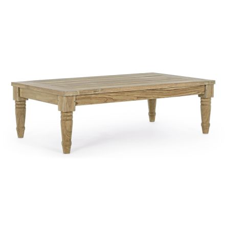 Table basse d'extérieur en bois de teck avec finition rustique, Homemotion - Ronak Viadurini