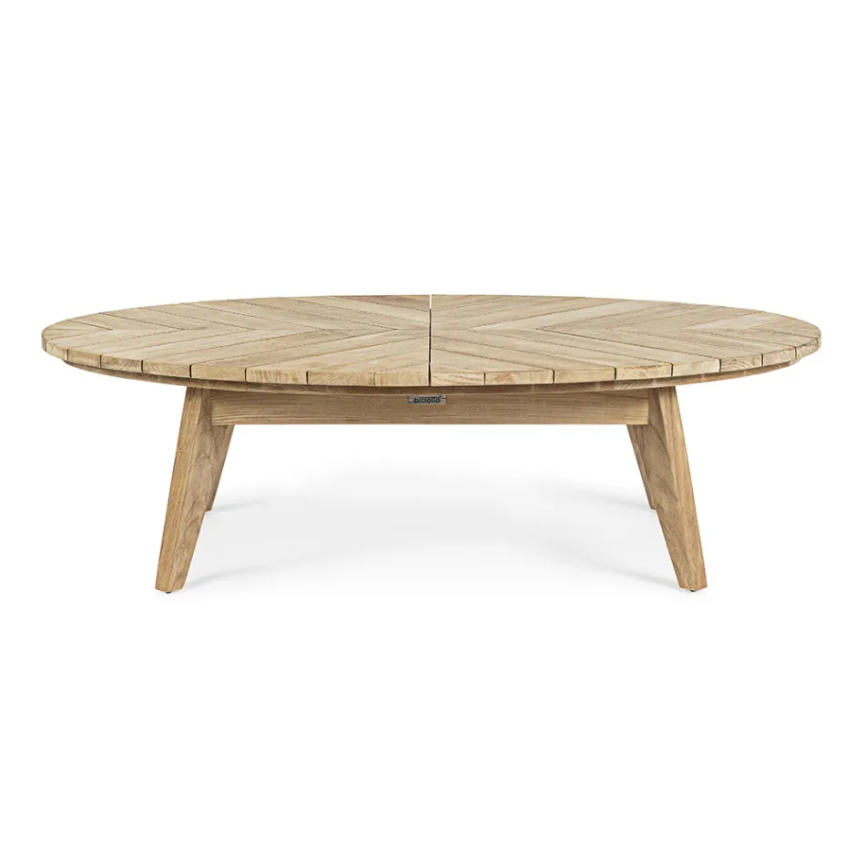 Table basse d'extérieur en teck avec plateau ovale, Homemotion - Ricardo Viadurini