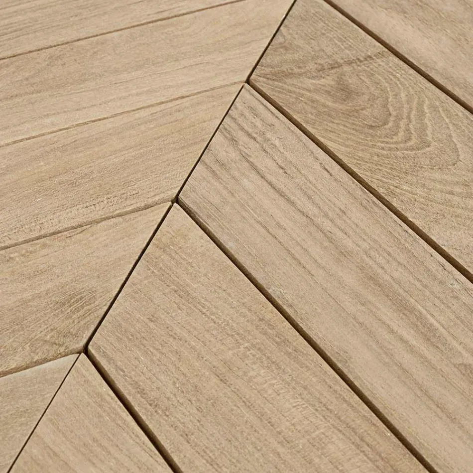 Table basse d'extérieur en teck avec plateau ovale, Homemotion - Ricardo Viadurini