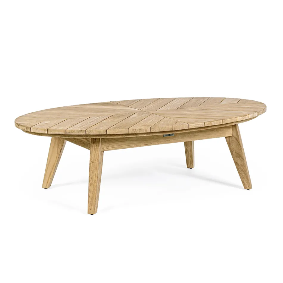 Table basse d'extérieur en teck avec plateau ovale, Homemotion - Ricardo Viadurini