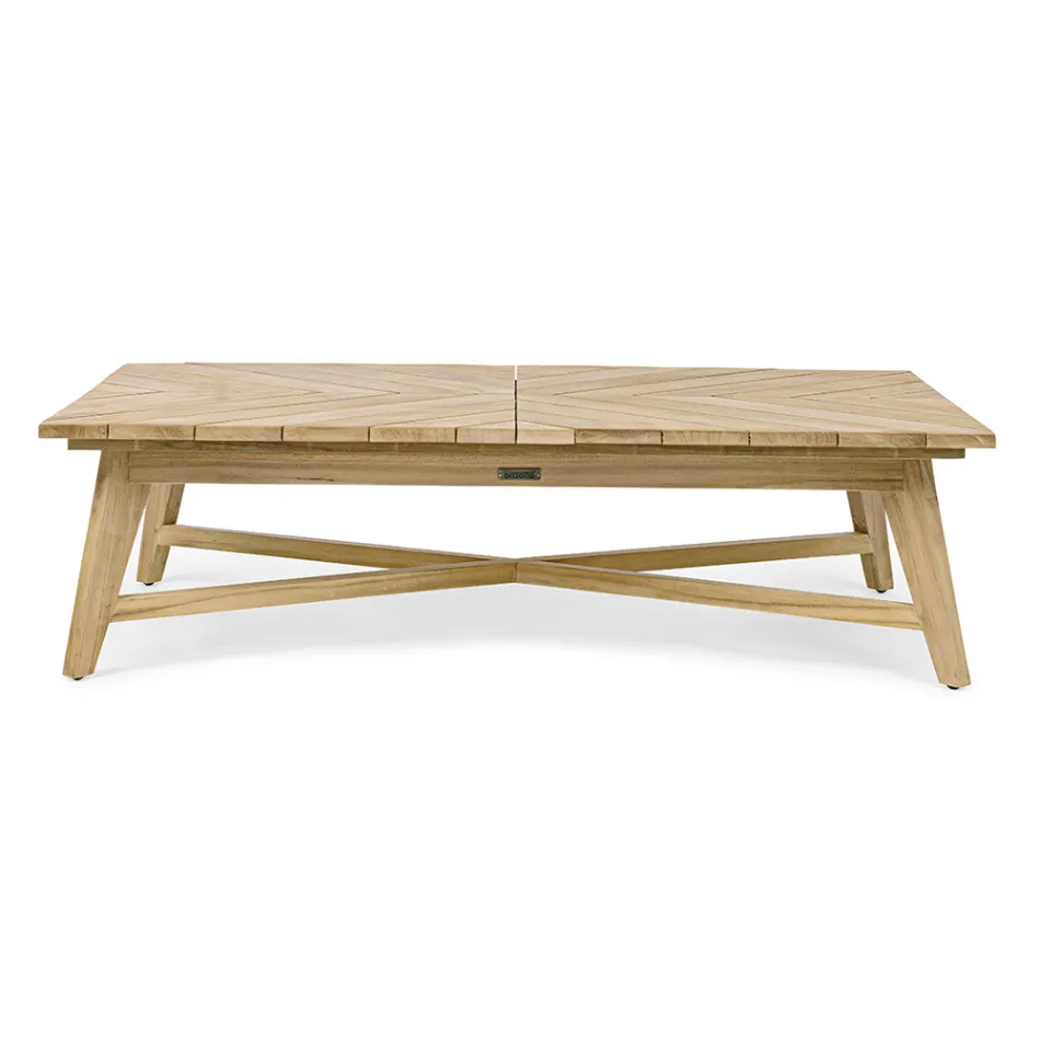 Table basse d'extérieur rectangulaire en bois de teck, Homemotion - Stuart Viadurini