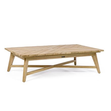 Table basse d'extérieur rectangulaire en bois de teck, Homemotion - Stuart Viadurini