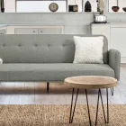 Table Basse de Salon en Aluminium et Plateau en Bois Naturel - Crotone Viadurini
