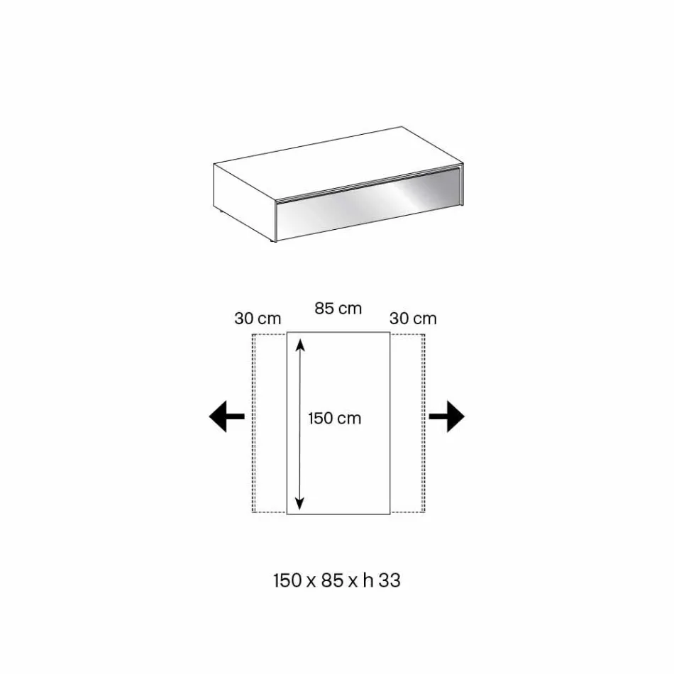 Table basse de salon en verre fumé et tiroirs en bois 3 tailles - Mantra Viadurini