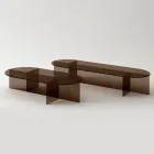 Table basse Laris en verre bronze au design raffiné, fabriquée en Italie Viadurini
