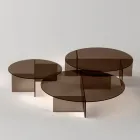 Table basse Laris en verre bronze au design raffiné, fabriquée en Italie Viadurini
