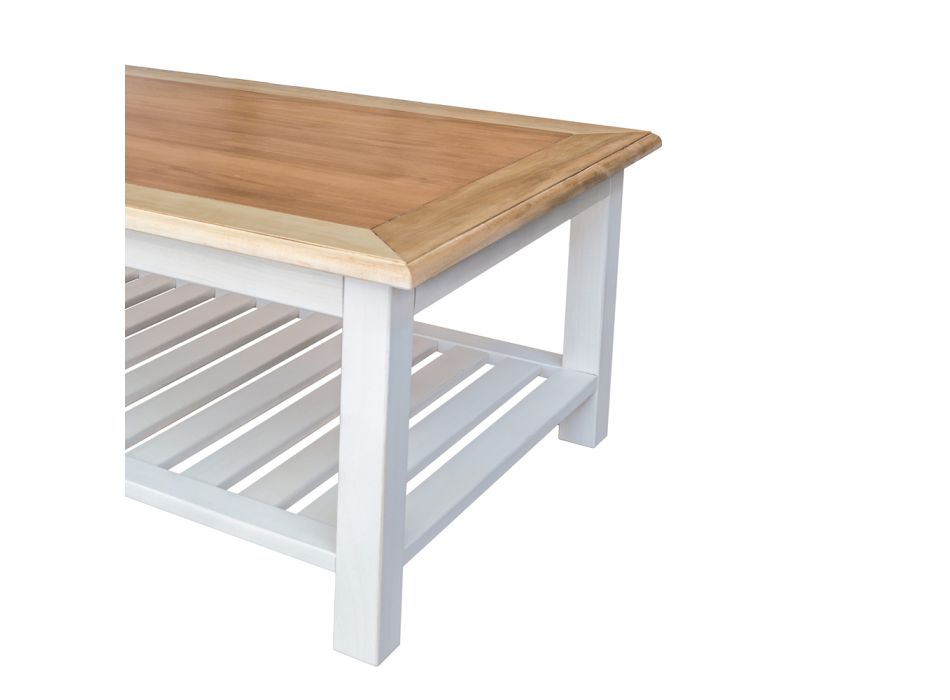 Table basse rectangulaire en bois de peuplier massif fabriquée en Italie - Estia Viadurini