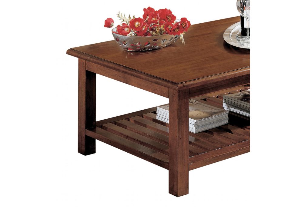 Table basse rectangulaire en bois de peuplier massif fabriquée en Italie - Estia Viadurini