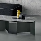 Table Basse Salon Plateau Céramique et Pieds Verre Fumé 3 Tailles - Aléatoire Viadurini