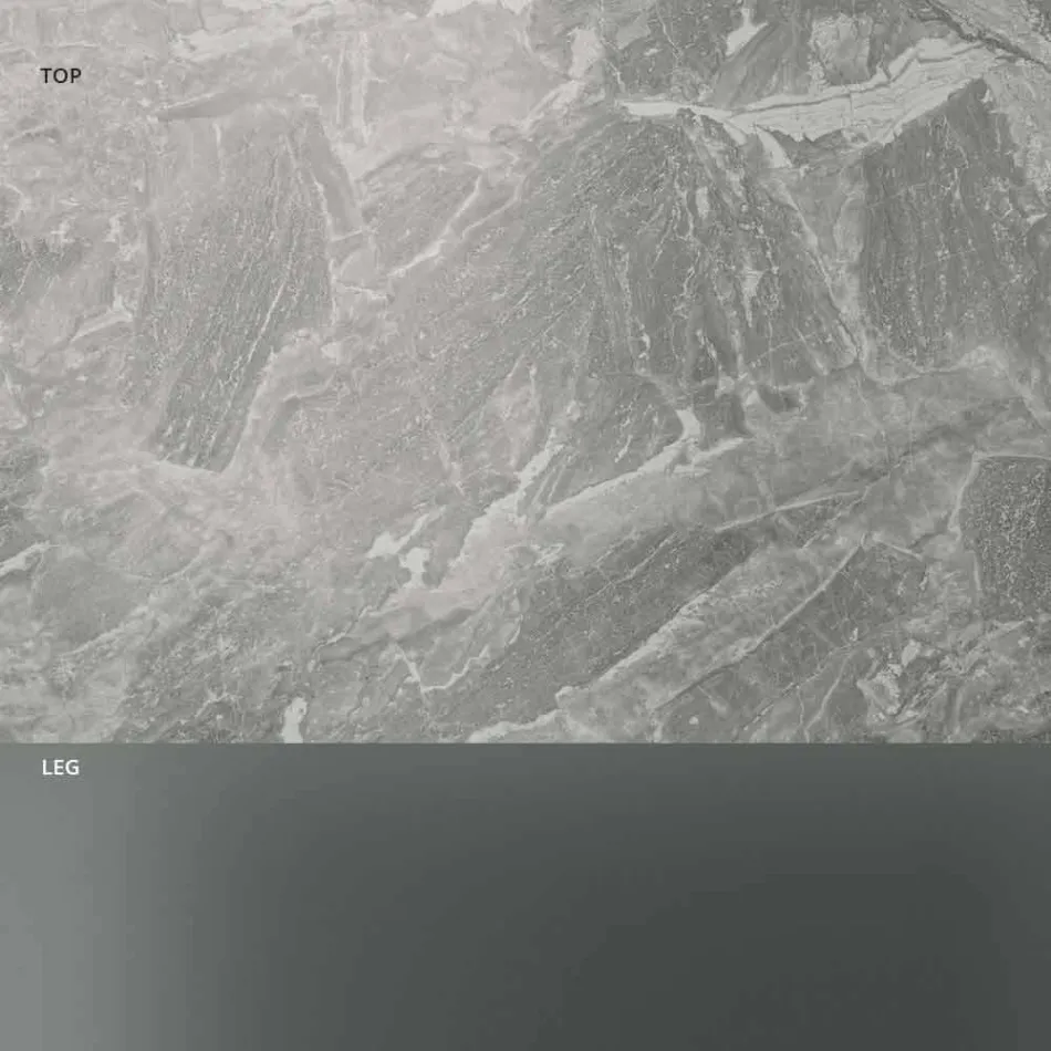 Table Basse Salon Plateau Céramique et Pieds Verre Fumé 3 Tailles - Aléatoire Viadurini