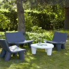 Table basse Low Slide Lita Table en polyéthylène et verre fabriqué en Italie Viadurini